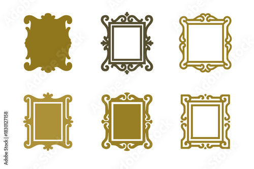 Renaissance Logo Variations. Historical artwork. Icon set. Set Logo of historical artwork: Renaissance gilded picture frame. harmonious logo variations of the