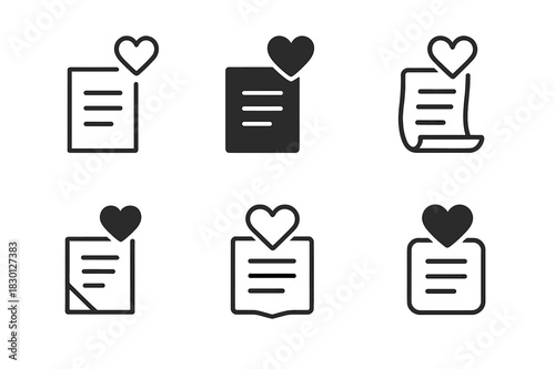 Romantic Logo Variations. Romantic spontaneity in long-term relationships. Icon set. Set Logo of romantic spontaneity in long-term relationships: handwritten