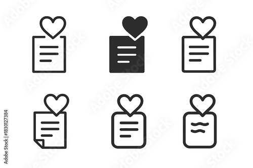 Romantic Logo Variations. Romantic spontaneity in long-term relationships. Icon set. Set Logo of romantic spontaneity in long-term relationships: handwritten