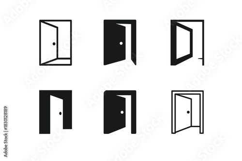 Stylish Hallway Logos. Designing a stylish hallway. Icon set. Set Logo of hallway interior. harmonious logo variations of the same emblematic concept (Minimal