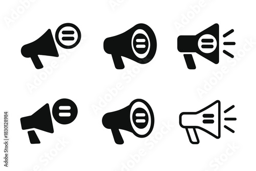 Equal Pay Icon Designs. Demand for equal pay. Icon set. Set Logo of demand for equal pay: Equal pay megaphone. harmonious logo variations of the same
