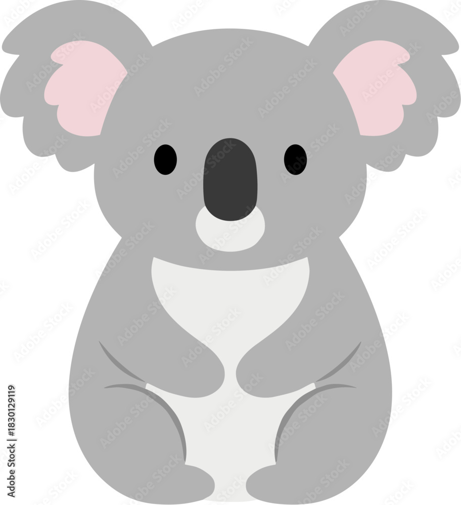 Fototapeta premium Cute cartoon koala bear sitting down illustration.