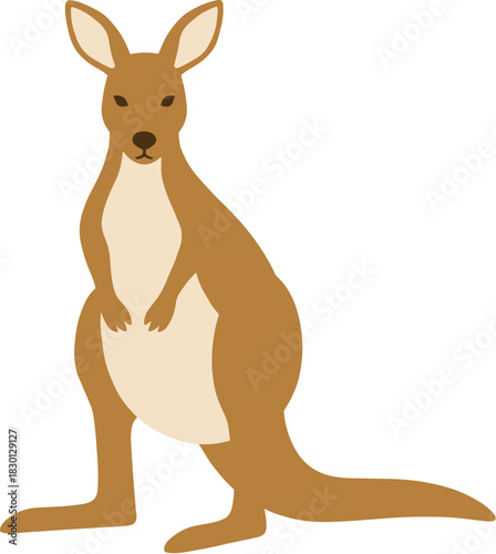 Simple flat vector illustration of a brown kangaroo standing.