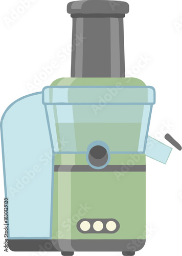 Modern green electric juicer machine vector illustration.