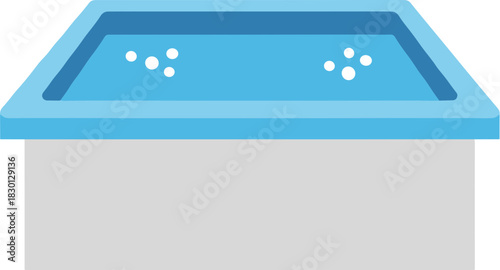 Blue ice cube tray with water bubbles vector illustration.