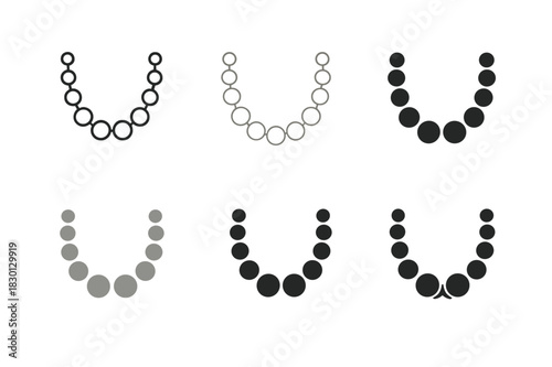 Timeless Elegance Icons. Timeless elegance. Icon set. Set Logo of timeless elegance: pearl necklace curve. harmonious logo variations of the same emblematic