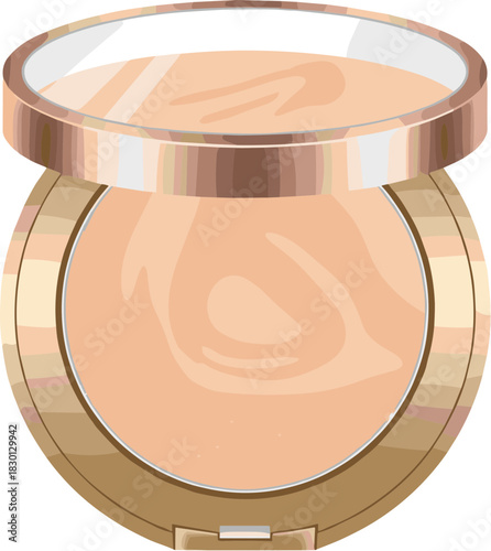 Elegant gold makeup compact with pressed face powder for beauty routines.