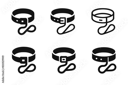 Breeder Logo Variations. Breeder. Icon set. Set Logo of Breeder: Leash and Collar. harmonious logo variations of the same emblematic concept, each with