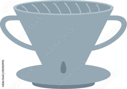 Simple flat vector illustration of a blue coffee dripper cone.