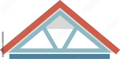 Simple flat vector icon of a house roof truss structure.