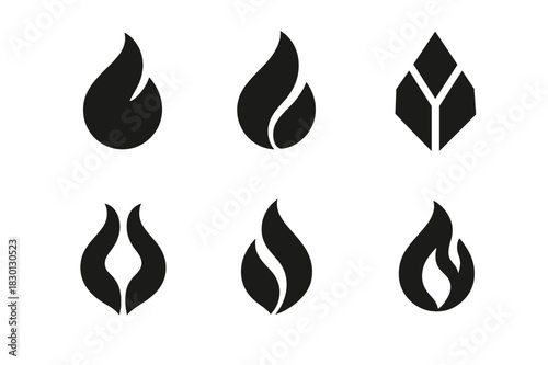 Startup Logo Variations. Startups. Icon set. Set Logo of startups: abstract flame of growth. harmonious logo variations of the same emblematic concept, each