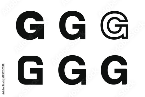 Minimalist Logo Variations. Minimalist designs with bold typography. Icon set. Set Logo of minimalist designs with bold typography: Offset bold letter overlay.