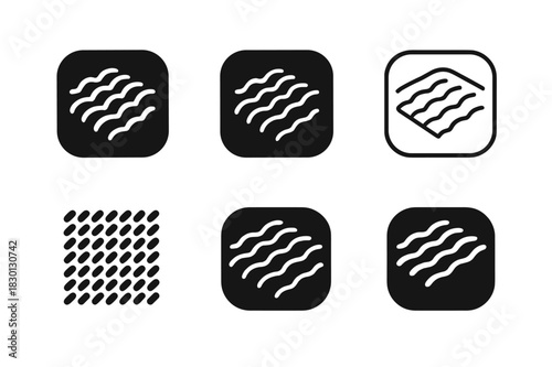 Bath Mat Icons. Bath Mat Texture. Icon set. Set Logo of Bath Mat Texture: fluffy surface pattern. harmonious logo variations of the same emblematic concept,