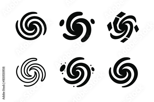 Multiverse Logo Variations. Exploring parallel universes and the multiverse. Icon set. Set Logo of exploring parallel universes and the multiverse: Spiral