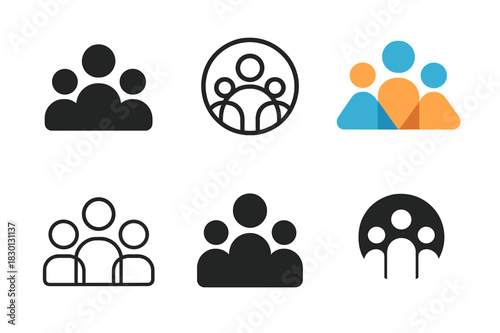 Human Resources Icons. Human resources. Icon set. Set Logo of human resources: team collaboration. harmonious logo variations of the same emblematic concept,