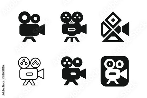 Film Festival Logos. Film festivals. Icon set. Set Logo of film festival: movie projector icon. harmonious logo variations of the same emblematic concept, each