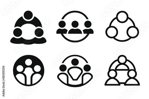 Networking Logo Variations. Networking for success. Icon set. Set Logo of networking: professional collaboration circle. harmonious logo variations of the same