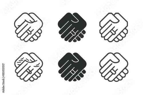 Eternal Bond Icons. Wrinkled Hands and Wedding Ring. Icon set. Set Logo of Wrinkled Hands and Wedding Ring: eternal bond symbol with hands. harmonious logo