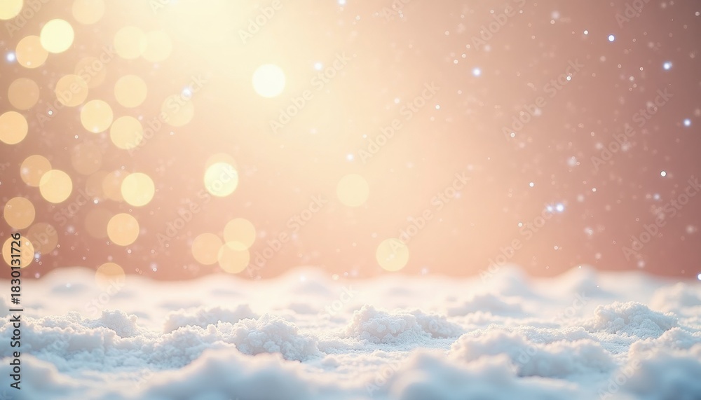 Fototapeta premium Soft snow covering ground with sparkling light in winter ambiance 