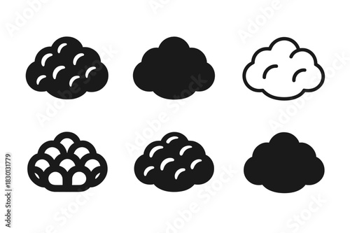 Bath Mat Icons. Bath Mat Texture. Icon set. Set Logo of Bath Mat Texture: fluffy surface pattern. harmonious logo variations of the same emblematic concept,