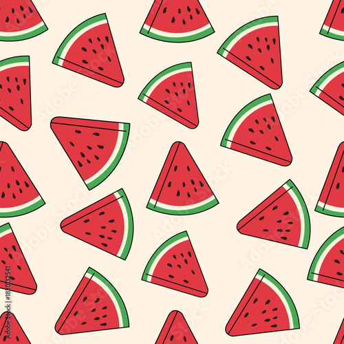 Vibrant seamless pattern of fresh watermelon slices