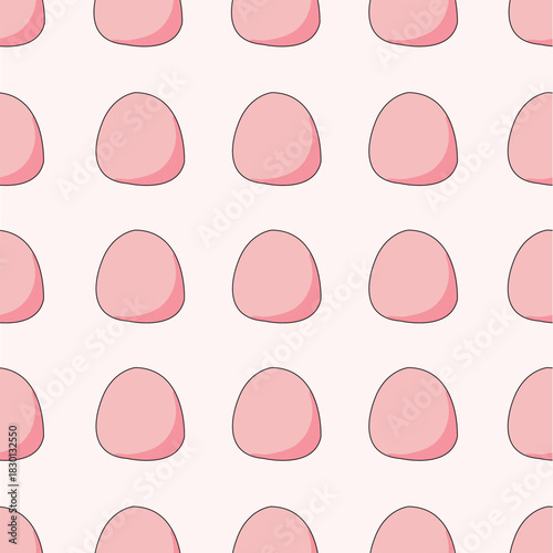 Seamless pattern of cute pink rice balls with subtle texture