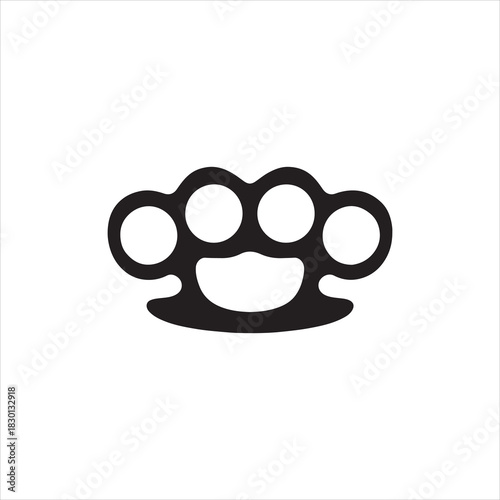 Black Knuckle Duster Silhouette on White Background Safety and Self Defense Illustration
