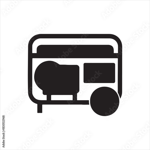 Portable Generator Black and White Illustration for Power Outage Solutions and Emergency Preparedness Needs Equipment Image