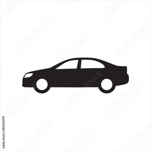 Silhouette of a Generic Car Profile on a White Background Ideal for Transportation Designs and Logos