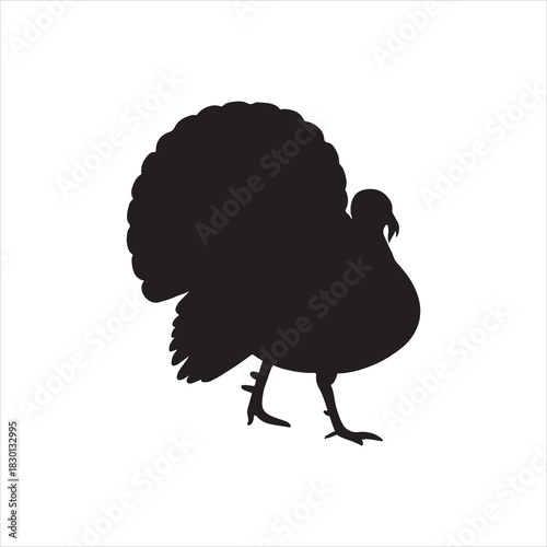 Turkey Silhouette on White Background Thanksgiving Season Symbol of Plenty and Gratitude Celebrating Harvest and Family Gatherings
