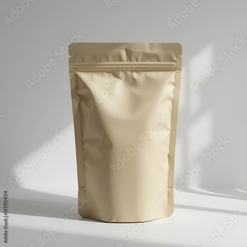 Clean matte snack pouch with smooth texture, subtle curves.