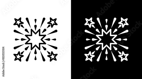 Fireworks With Icon Set Design