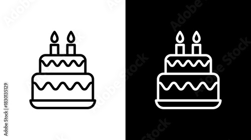 Birthday Cake With Icon Set Design