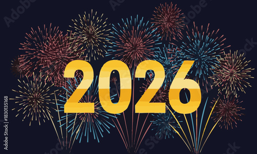 Spectacular fireworks burst forth, heralding the exciting arrival of the year 2026 with festive brilliance