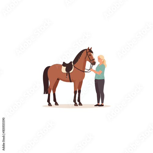 Equestrian partnership portrayal showcasing the synergy between a dedicated woman and her majestic