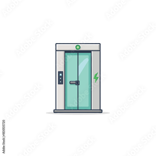 Modern elevator design with clean lines showcasing sustainable energy concept and futuristic
