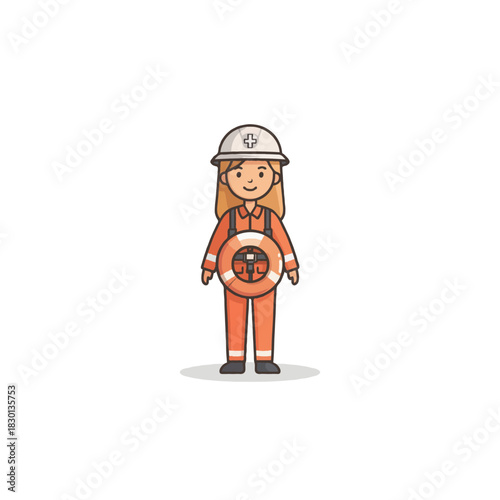 Resilient rescuer: An illustration of a dedicated lifeguard prepared for aquatic emergencies and