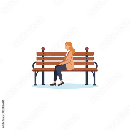 Serene woman relaxing on park bench enjoying quiet contemplation during afternoon, a moment for