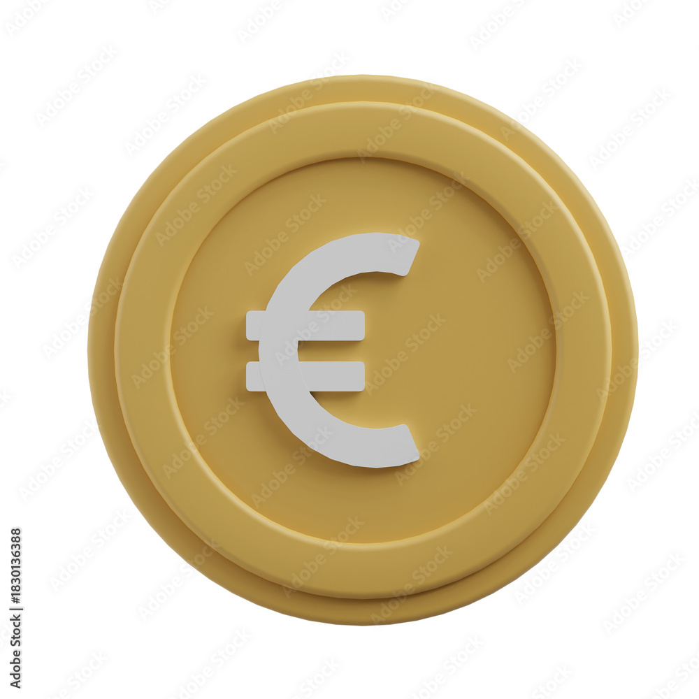 Obraz premium 3D Euro Coin Icon — EUR Currency, European Money, Finance and Forex Illustration