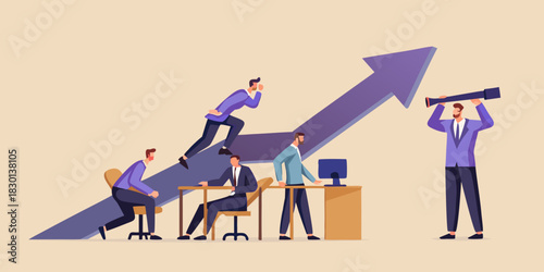 Business growth strategy and teamwork to achieve success together