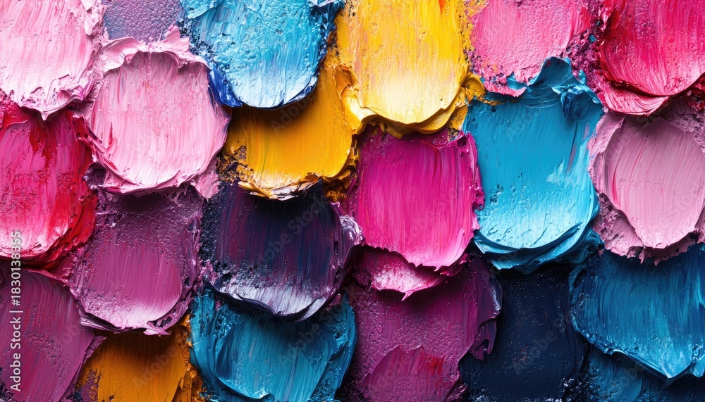 Obraz premium Thick strokes of oil paint create a textured, colorful surface. Use as a background for art, beauty, or creative concepts.