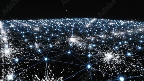 Abstract digital explosion over network grid connecting points