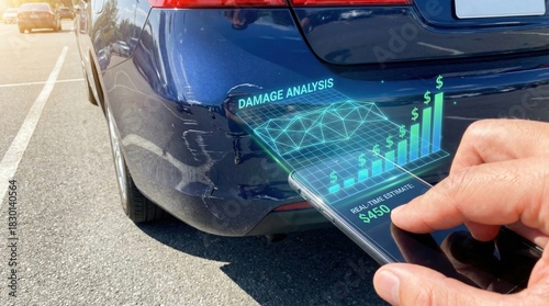 Car damage analysis app estimating repair costs after a minor accident