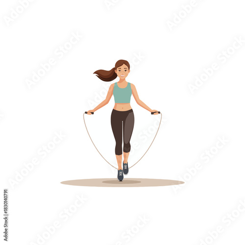 Active woman engaging in rope jumping exercise for cardio fitness and healthy lifestyle motivation