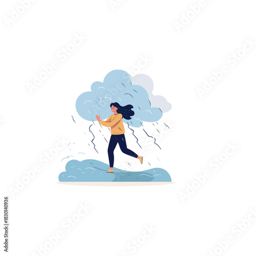 Conceptual illustration showcasing resilience, personal struggles against adversity with stylized