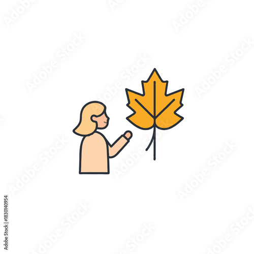 Conceptual rendering of an individual admiring a golden autumn leaf fall season with gentle light