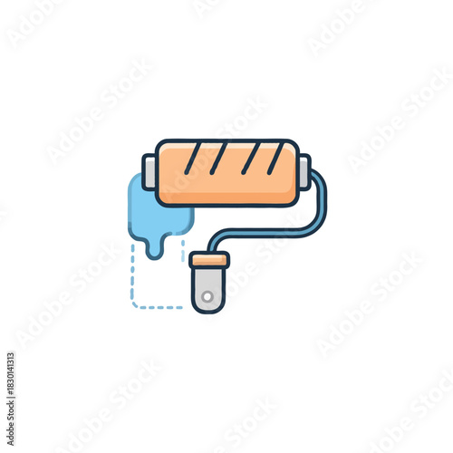 Painting roller and vibrant paint splash illustration representing artistic expression and