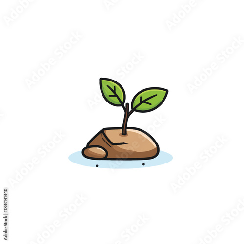 Resilient sprout emerging from a rock symbolizing strength life growth and the tenacity of nature