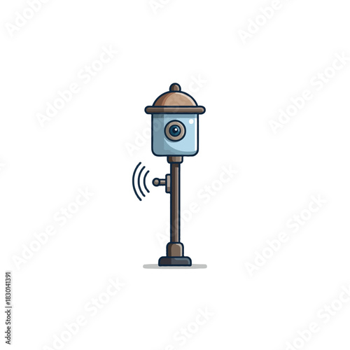 Stylized illustration of a modern surveillance system monitoring device with wireless connectivity