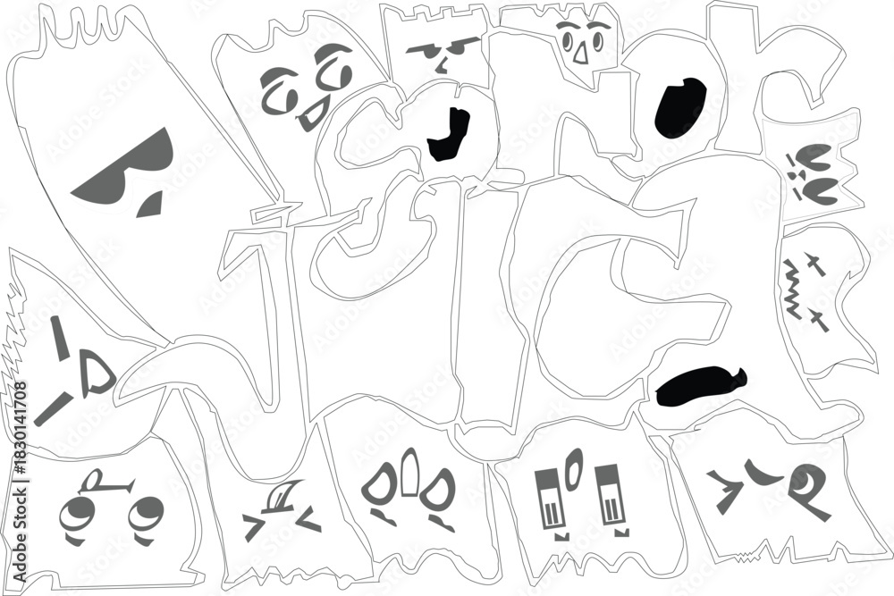 Obraz premium A collection of cartoon ghosts with various expressions and styles